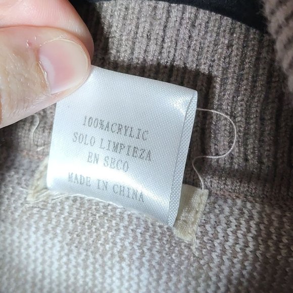 Main Strip Gingham Plaid Cowl Neck Poncho Sweater Medium/Large Rustic Cottage - Picture 6 of 8